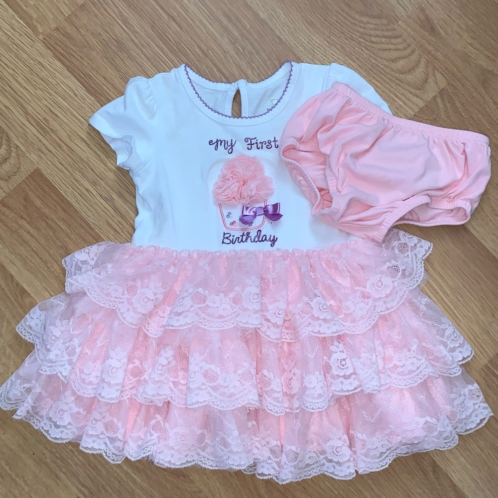 Girls 12-18M 1st Birthday 2 piece outfit celebration set